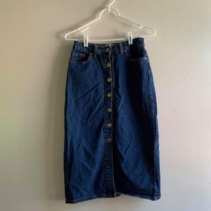 Midi Button-down Denim skirts